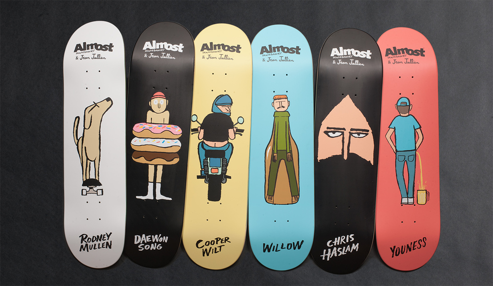 Jean Jullien skateboards for Almost