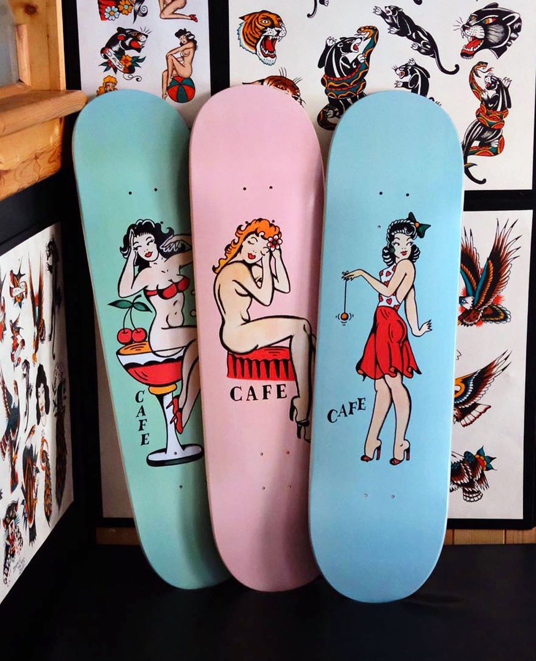 Pinup Series By Jimmie Tattoo Cafe Skateboard 1