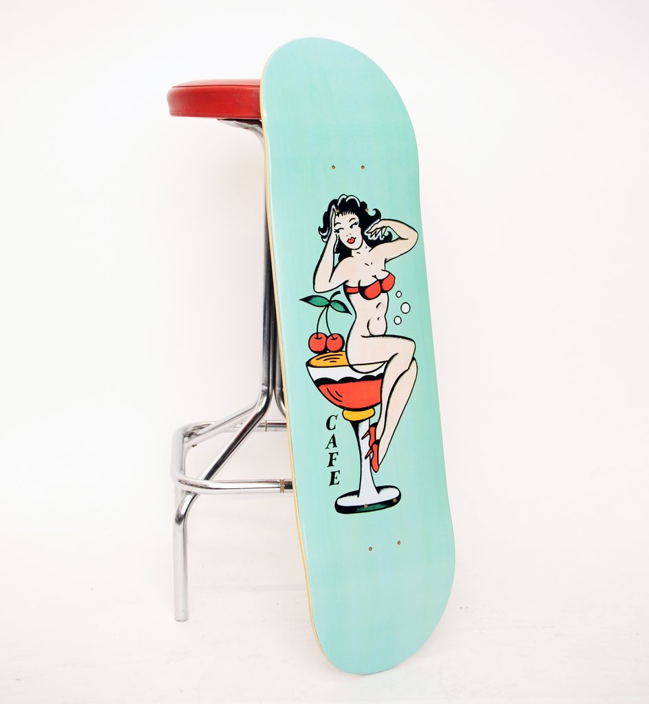 Pinup Series By Jimmie Tattoo Cafe Skateboard 4