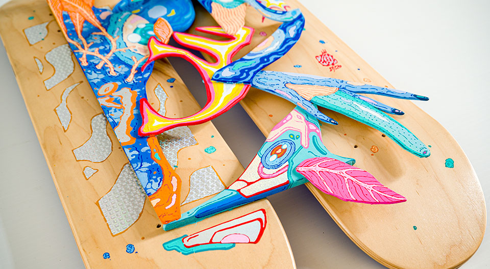 “Neo-Genesis” skateboards by Yandy x Spraying Board