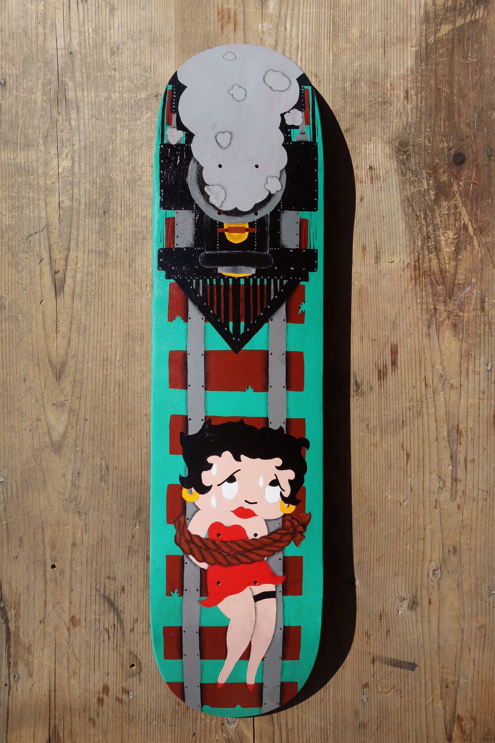 Panic On The Railroad Skateboard By Kid Nowe 3