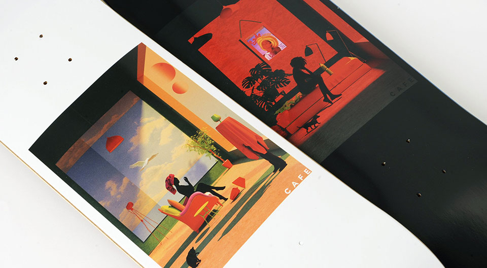 Tishk Barzanji x Skateboard Cafe skateboards