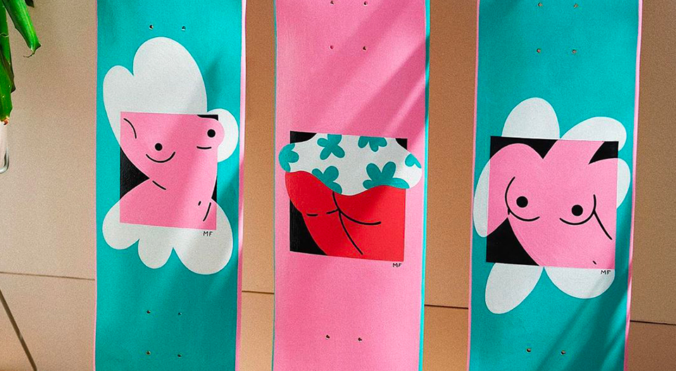 Cheeky skateboards by Marylou Faure x Woodbury House