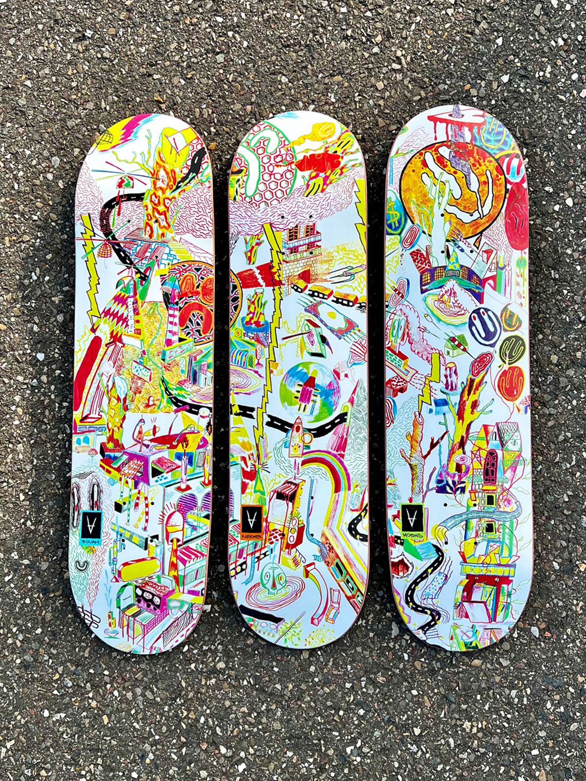 Sweet Love For Planet Earth Triptyque Studio Straycat Pour Antiz Skateboards 2