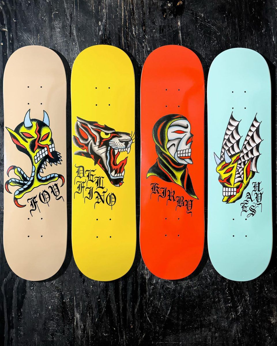 ‘Seven Trumpets’ board series par Frank William x Deathwish Skateboards