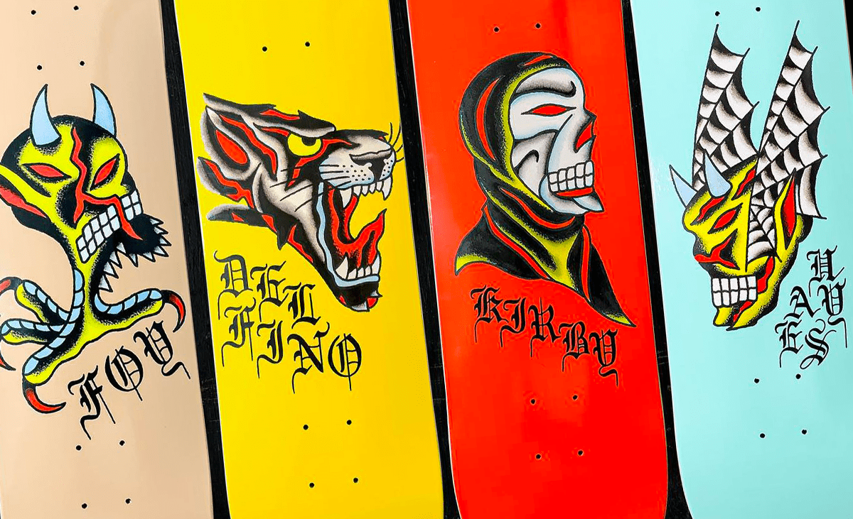 ‘Seven Trumpets’ board series par Frank William x Deathwish Skateboards